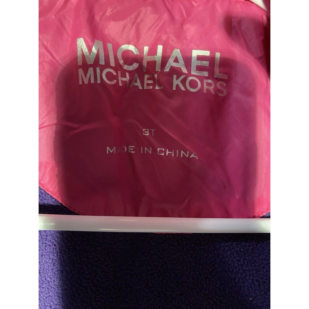 Michael Kors Toddler Girls Pink Puffer Jacket 3T Fleece Lined Winter Coat - Picture 9 of 9